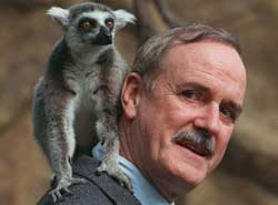 John Cleese with Ring-Tailed Lemur (AP photo/Hans T Dahlskog) 